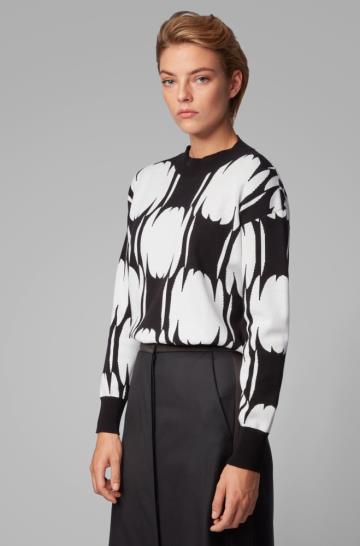 Sweter BOSS Relaxed Fit Patterned Damskie (Pl36351)